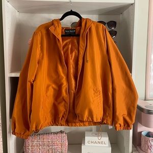 Women’s Orange Windbreaker Hooded Jacket